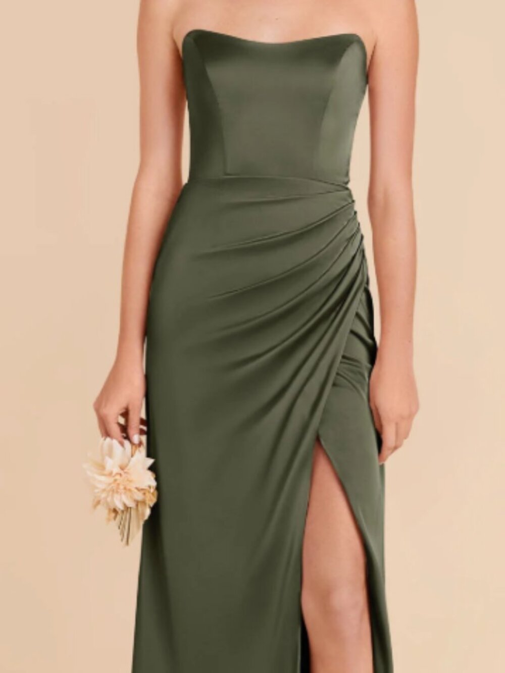 Birdy Grey Anne Matte Satin Dress in Olive (Size M)